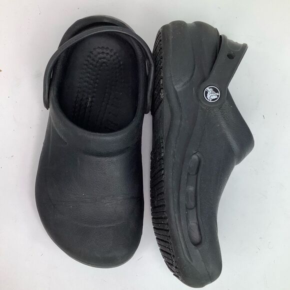 CROCS BISTRO SLIP RESISTANT BLACK RPUND TOE WOMEN’s WORK CLOG SZ 7 - Picture 2 of 9